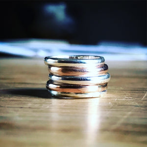 rose gold and silver stacking rings