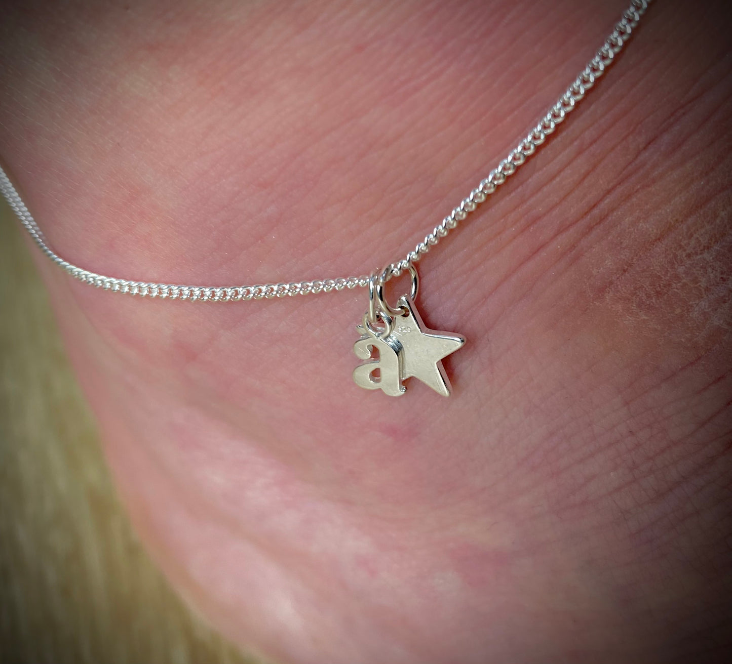 KIDS silver initial and star ankle bracelet