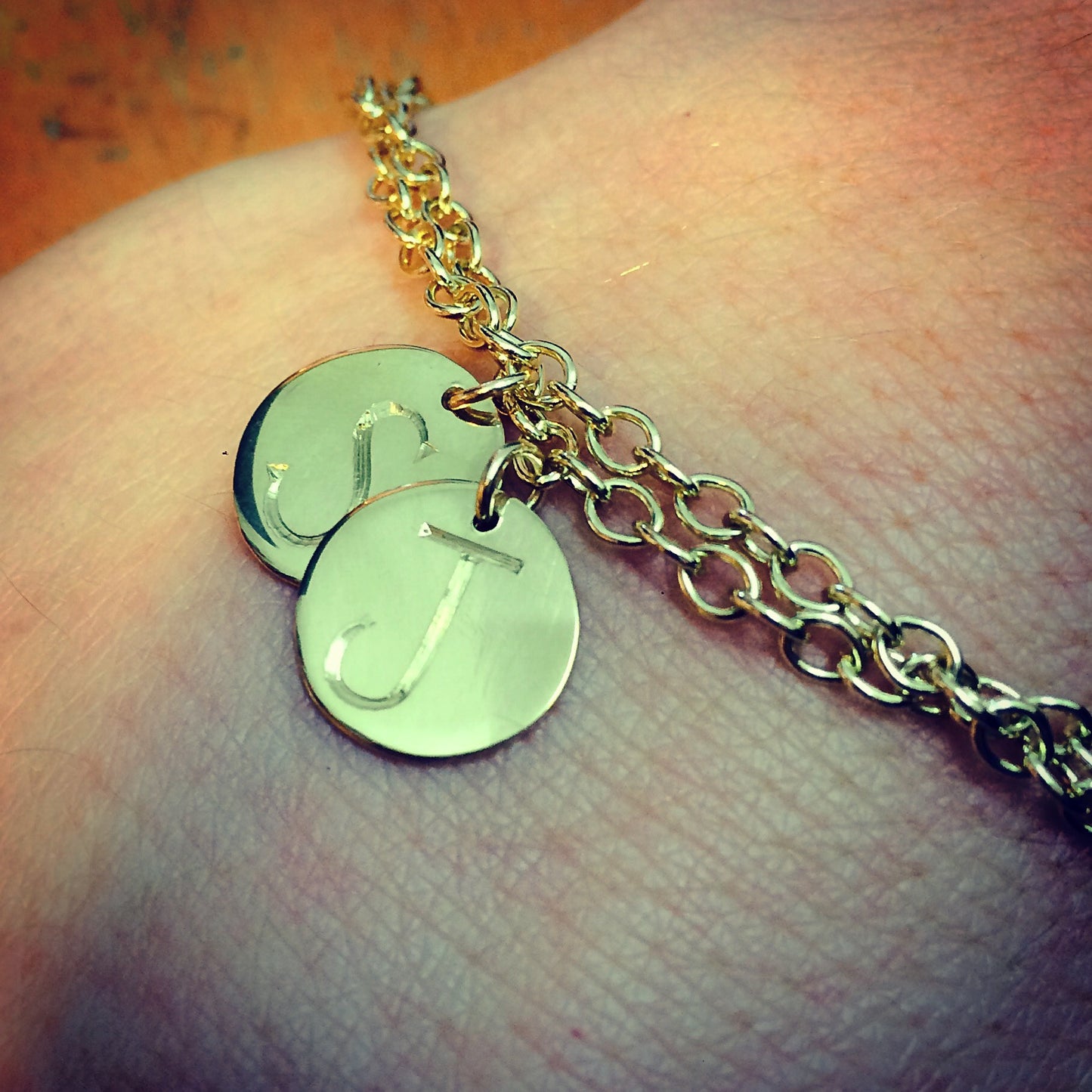 gold initial charm bracelet