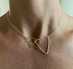 Double triangle hoop necklace