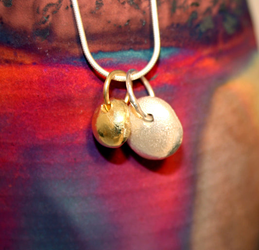 18ct gold and silver nugget pendant