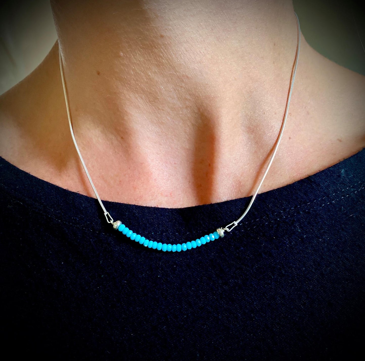 Aqua bead necklet