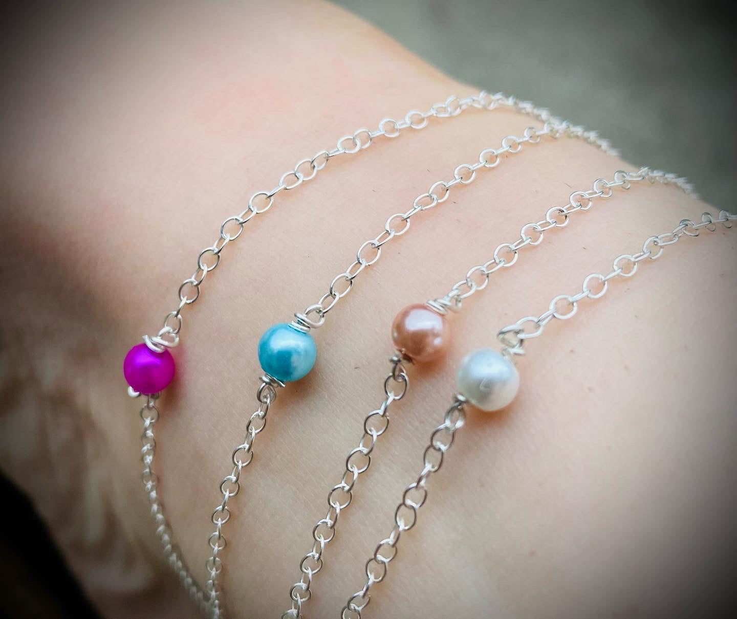 Multi-coloured Pearl ankle bracelet