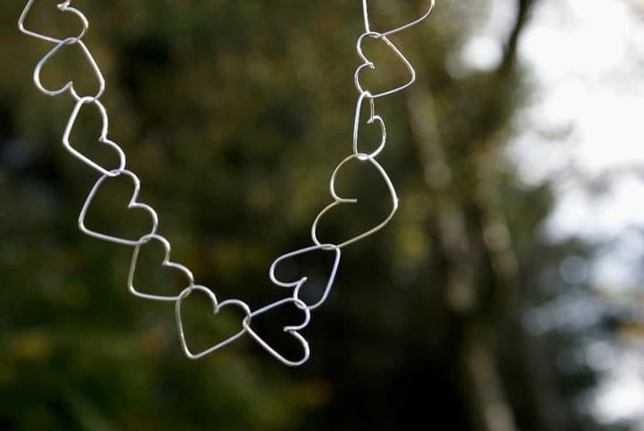 Silver heart hoop necklace