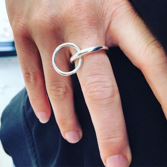 The 'Lara' - Silver hoop charm ring