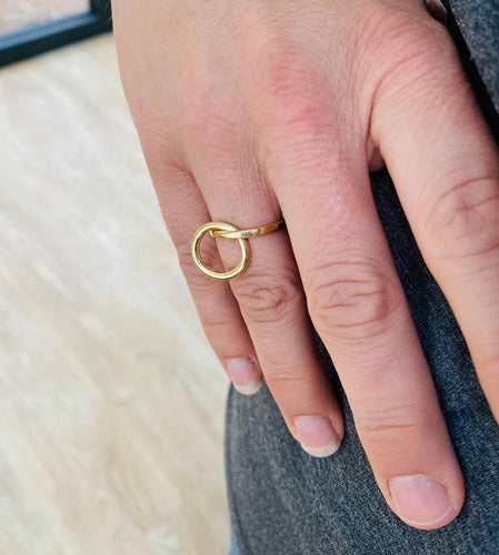 The 'Lara' - 18ct gold hoop charm ring