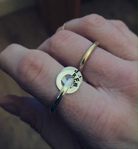 Silver personalised hoop charm ring