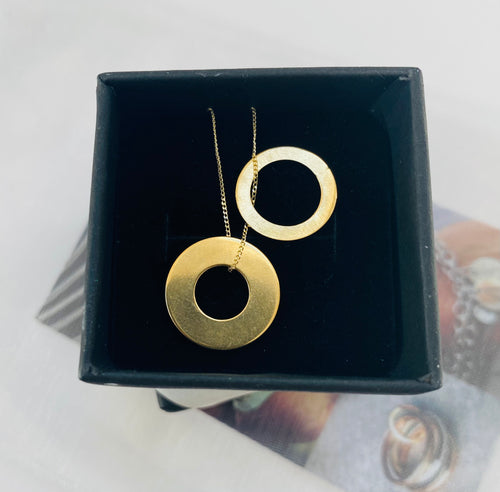 Gold plated double hoop pendant