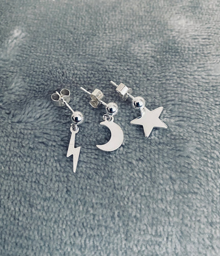 Mis-match silver charm earrings set of 3