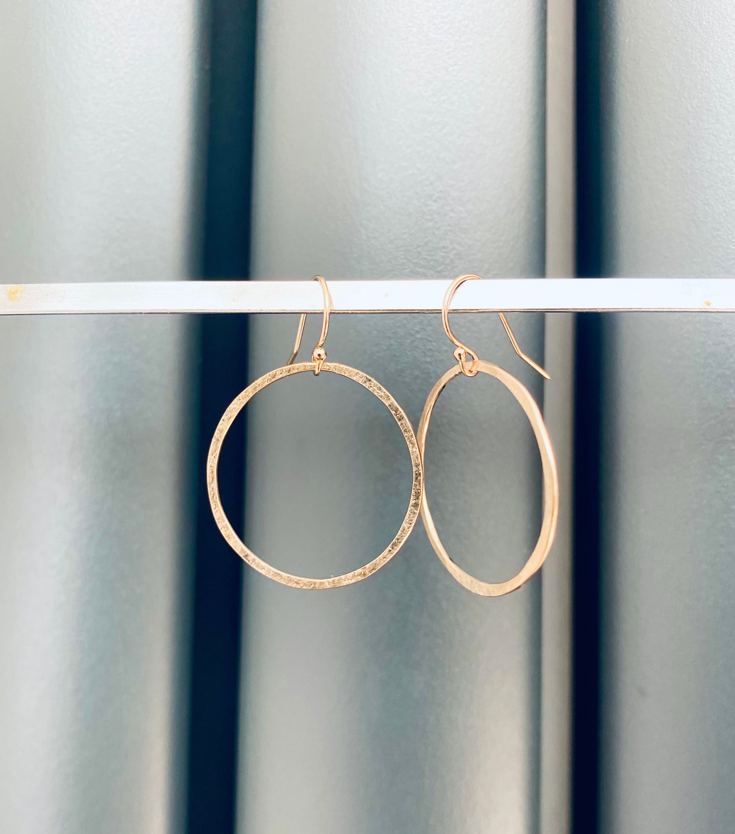 gold plated simple hoop drop earrings