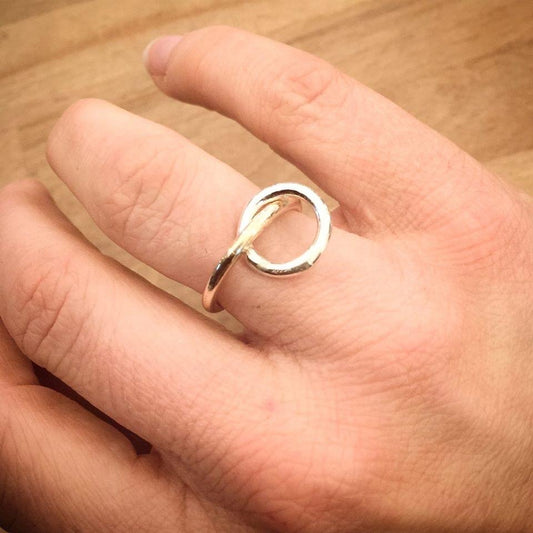 The 'Lara' - Silver and gold mix hoop charm ring