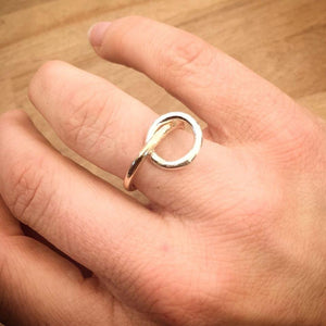 The 'Lara' - Silver and gold mix hoop charm ring
